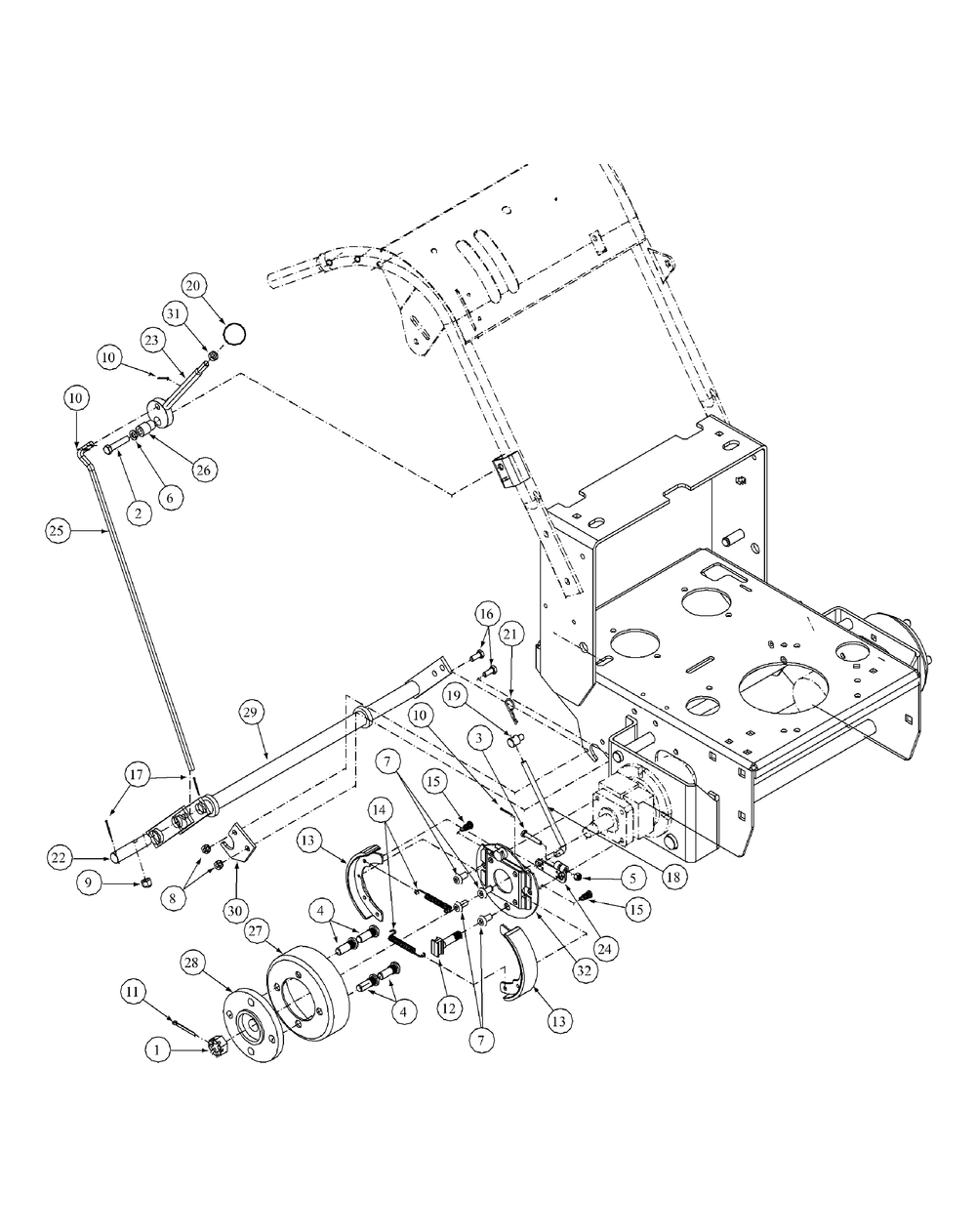 Hydro Brake Assembly Wt Diagram and Parts List for HF1748 55AF3D4V150-WAM Cub Cadet Lawn Mower